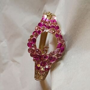 Elegant Pink and Gold Peacock Bracelet